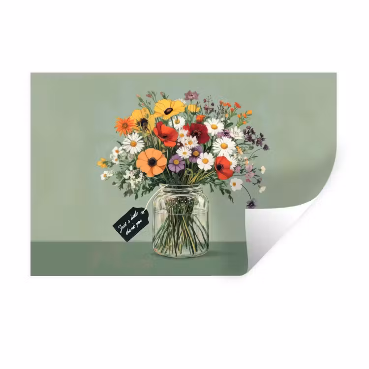 Muursticker - Bloemen - Vaas - Kaartje — 1