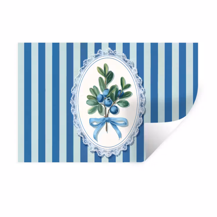 Muursticker - Illustratie - Bessen - Blauw - Strepen — 1