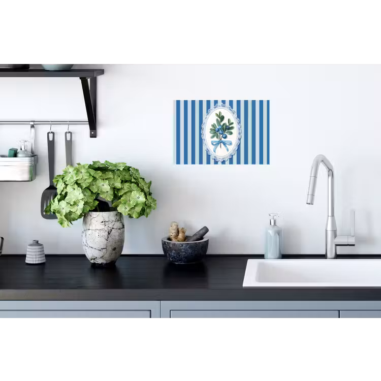 Muursticker - Illustratie - Bessen - Blauw - Strepen — 2