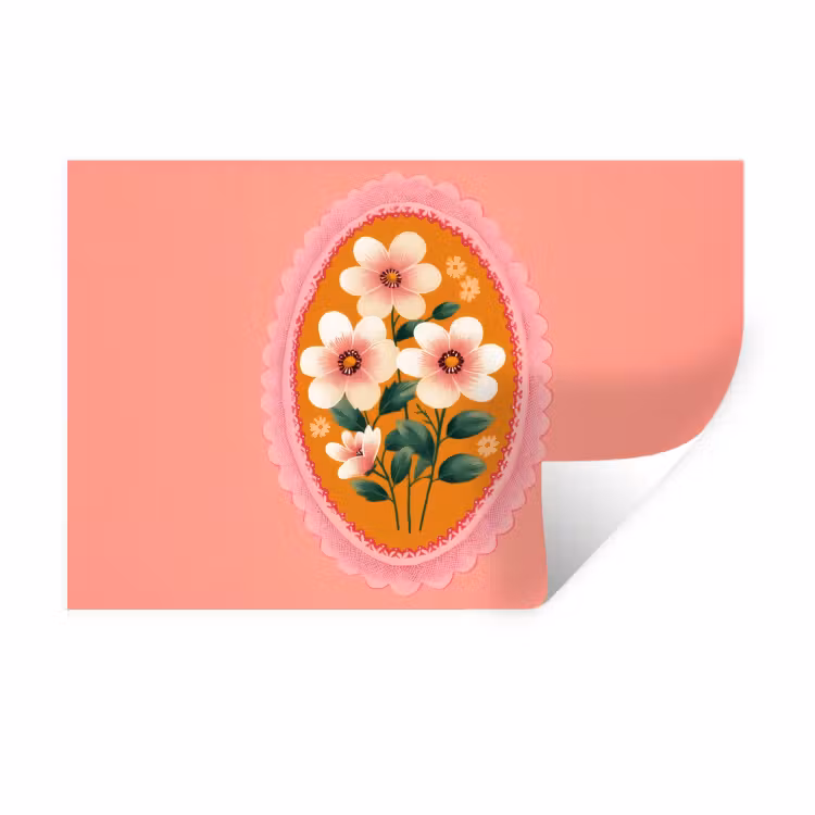 Muursticker - Illustratie - Bloemen - Rand - Roze — 1