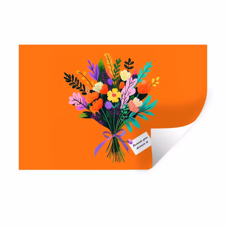 Muursticker - Kaartje - Boeket - Bloemen — 1