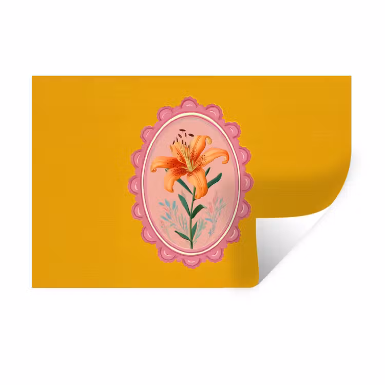 Muursticker - Lelie - Oranje - Lijst - Ovaal — 1