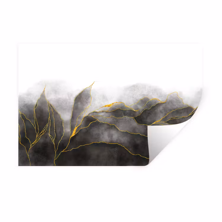 Muursticker - Marmer - Zwart - Goud - Luxe - Marmerlook — 1