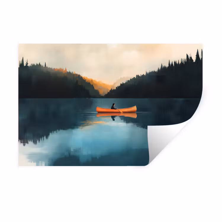 Muursticker - Bossen - Meer - Kano - Oranje — 1