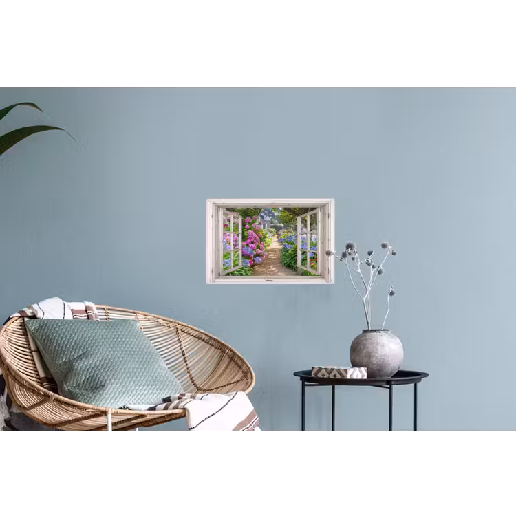 Muursticker - Hortensia - Doorkijk - Bloemen - Zomer - Paars - Pad — 4