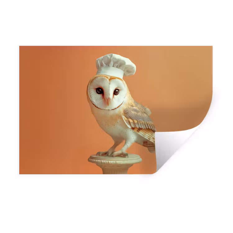 Muursticker - Kerkuil - Koksmuts - Oranje - Vogel — 1
