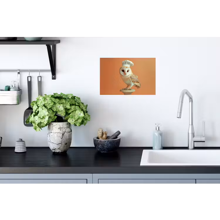 Muursticker - Kerkuil - Koksmuts - Oranje - Vogel — 2