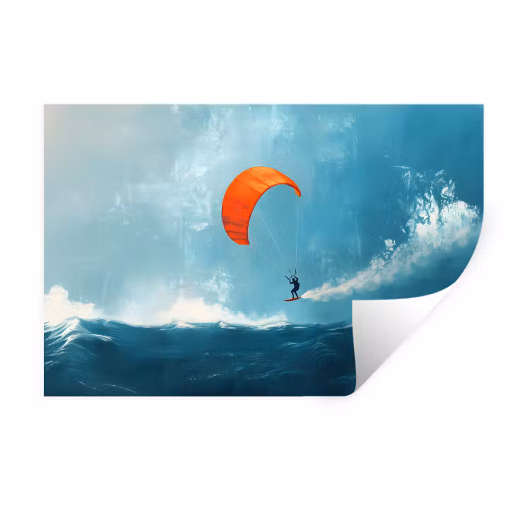 Muursticker - Kitesurfer - Oranje - Zee - Lucht — 1