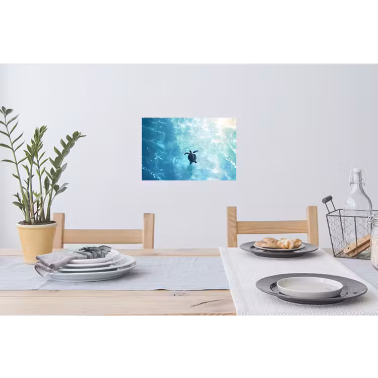 Muursticker - Schildpad - Zee - Blauw - Schittering — 3