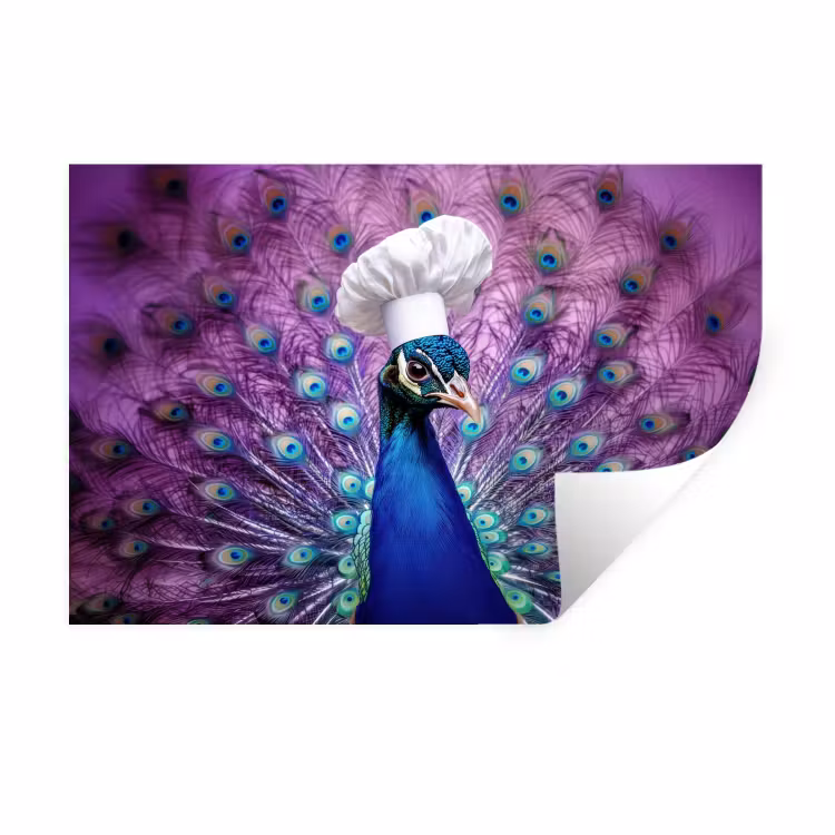 Muursticker - Pauw - Koksmuts - Cool - Paars — 1