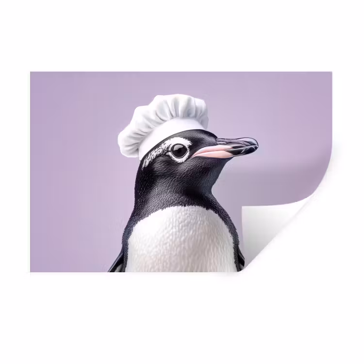 Muursticker - Pinguïn - Koksmuts - Lief - Paars — 1