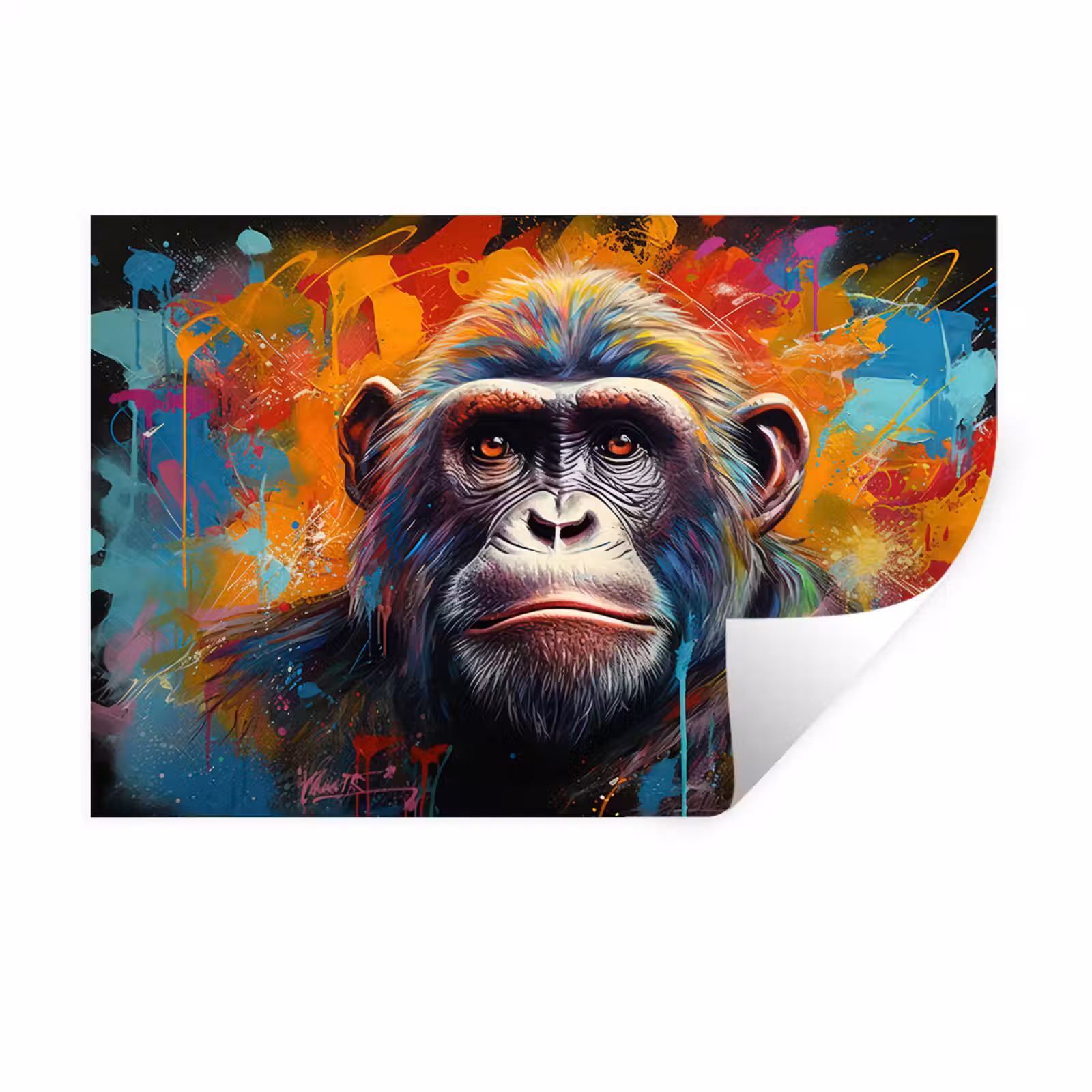 Muursticker - Aap - Gorilla - Graffiti - Dieren - Kleuren — 1