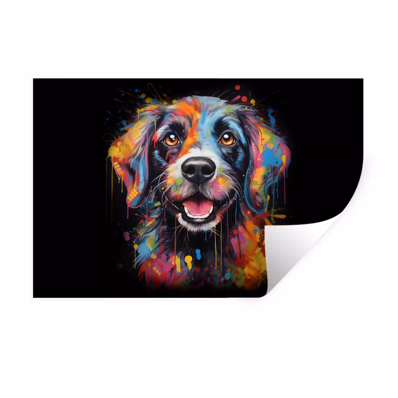 Muursticker - Graffiti - Hond - Zwart - Kleuren — 1