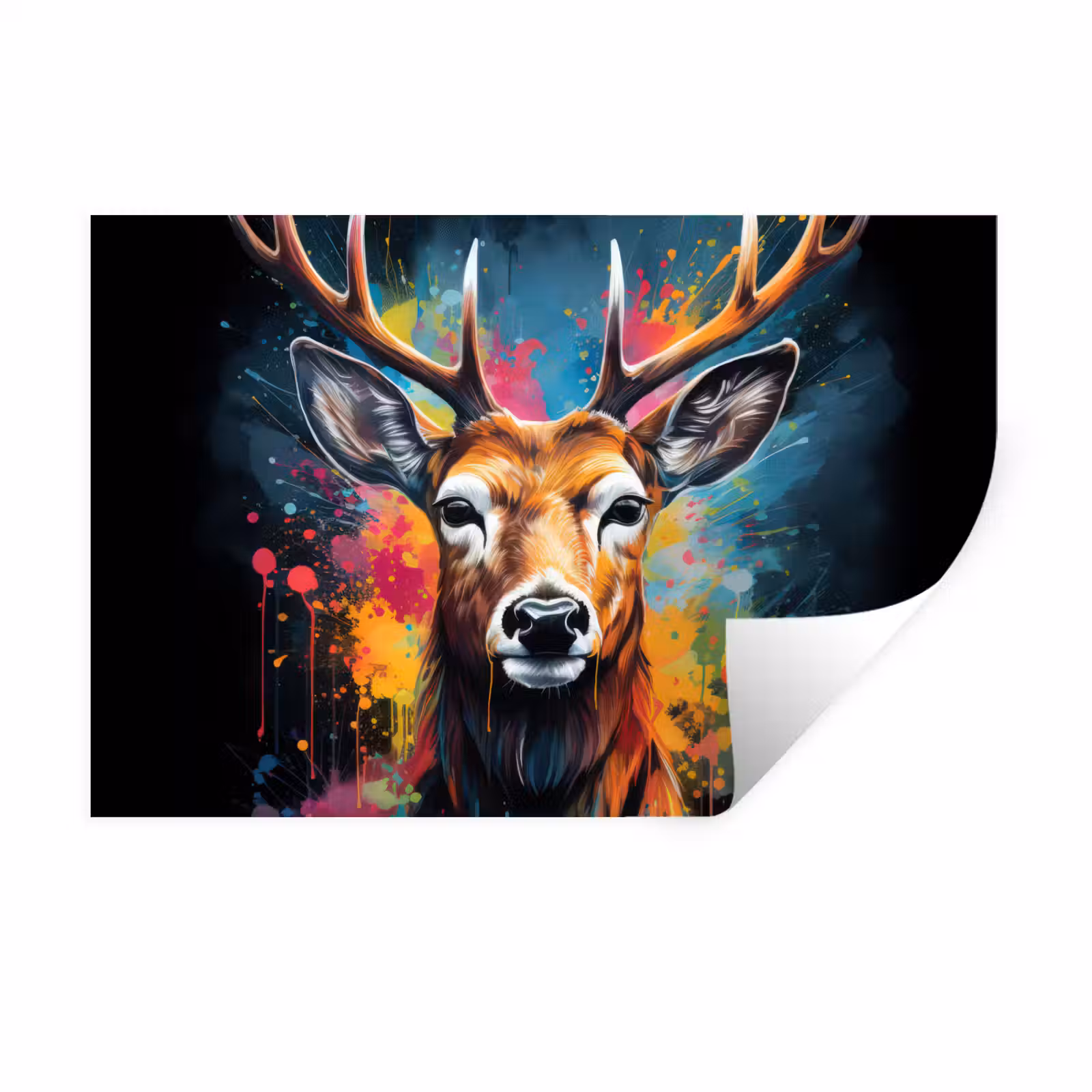 Muursticker - Hert - Graffiti - Dieren - Kleuren — 1