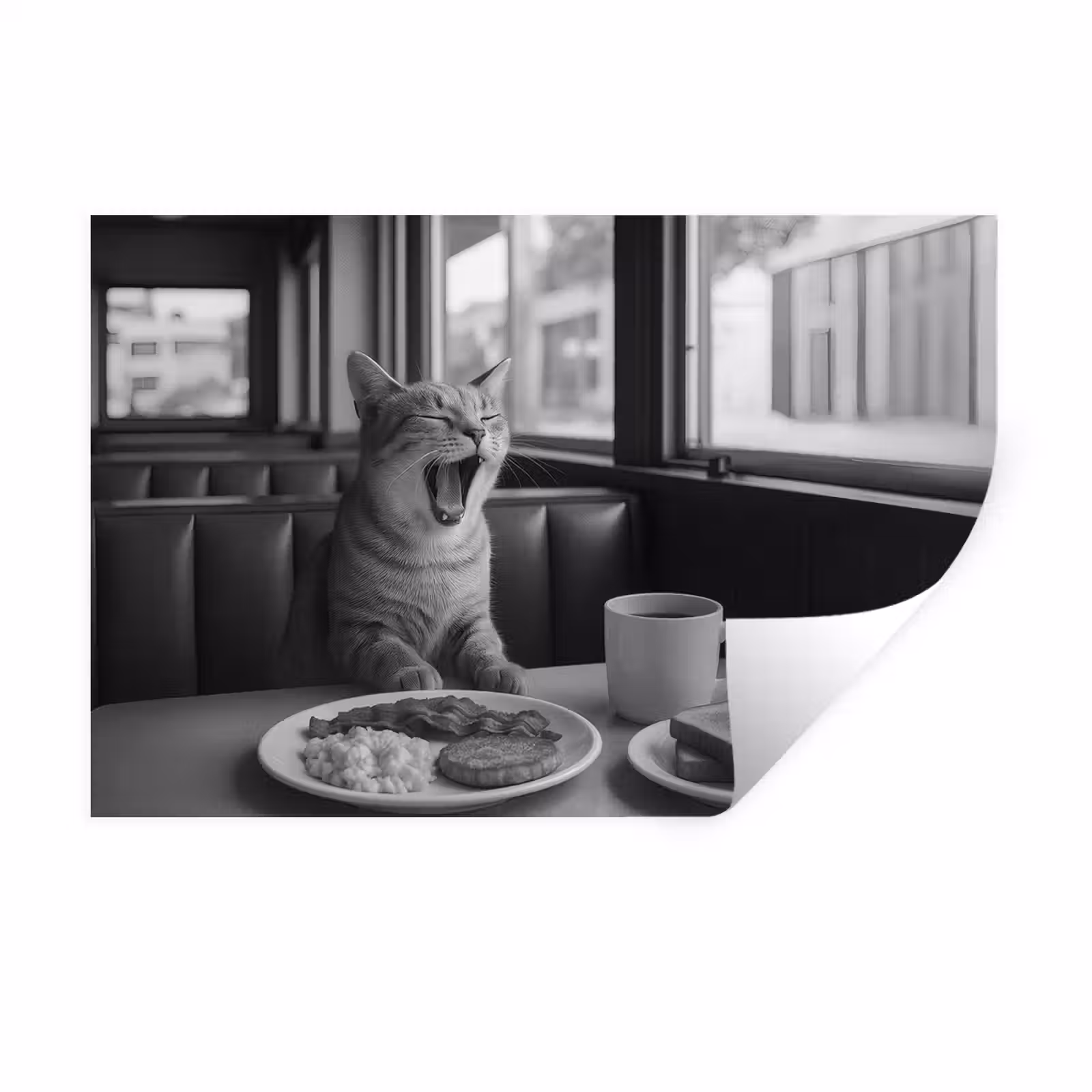 Muursticker - Kat - Koffie - Brood - Zwart — 1