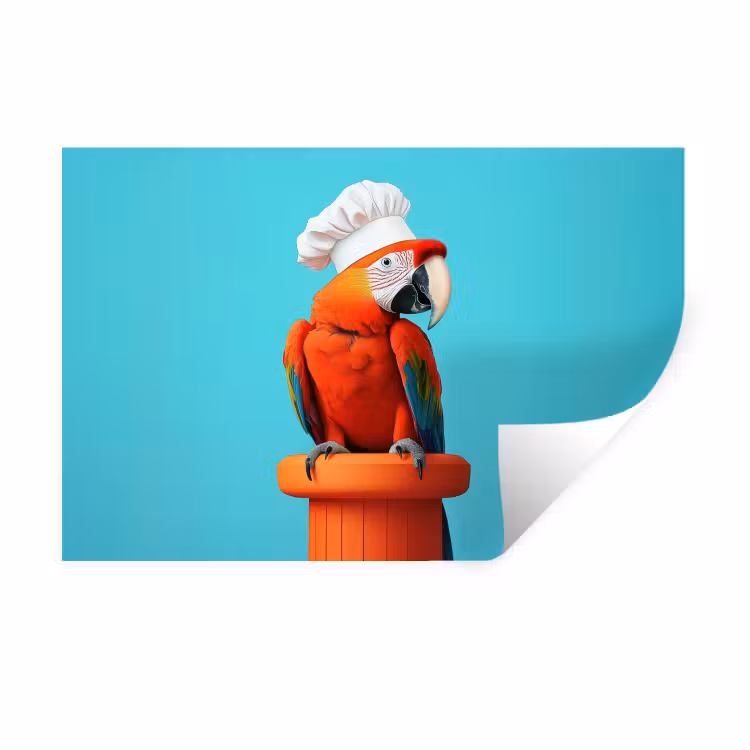 Muursticker - Ara - Koksmuts - Sokkel - Grappig — 1