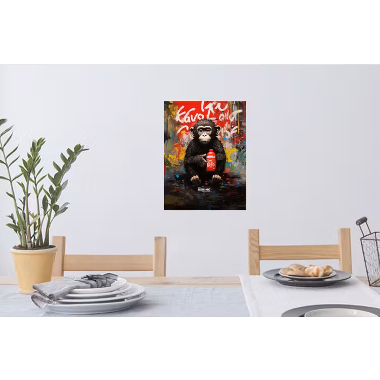 Muursticker - Chimpansee voor graffiti muur — 3