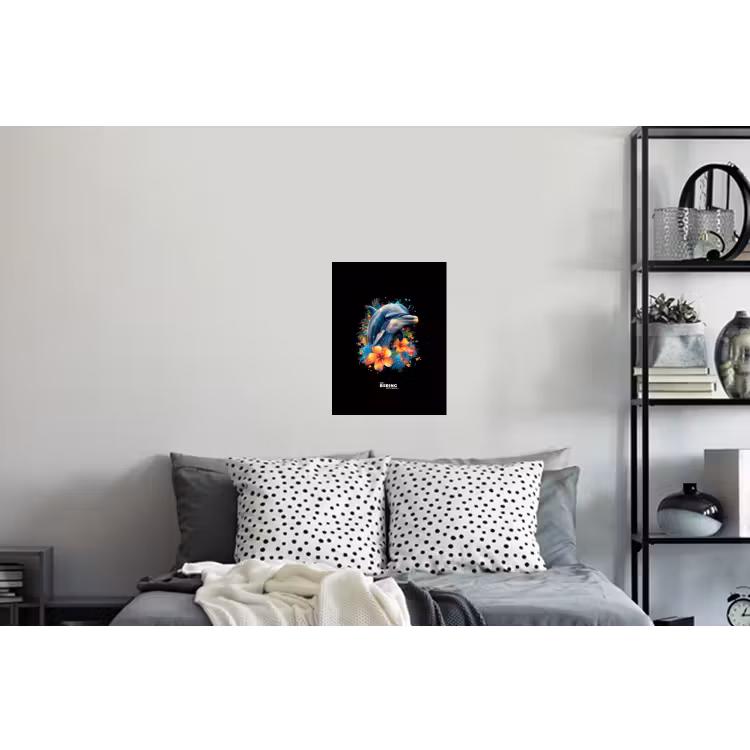 Muursticker - Dolfijn te midden van graffiti bloemen — 5