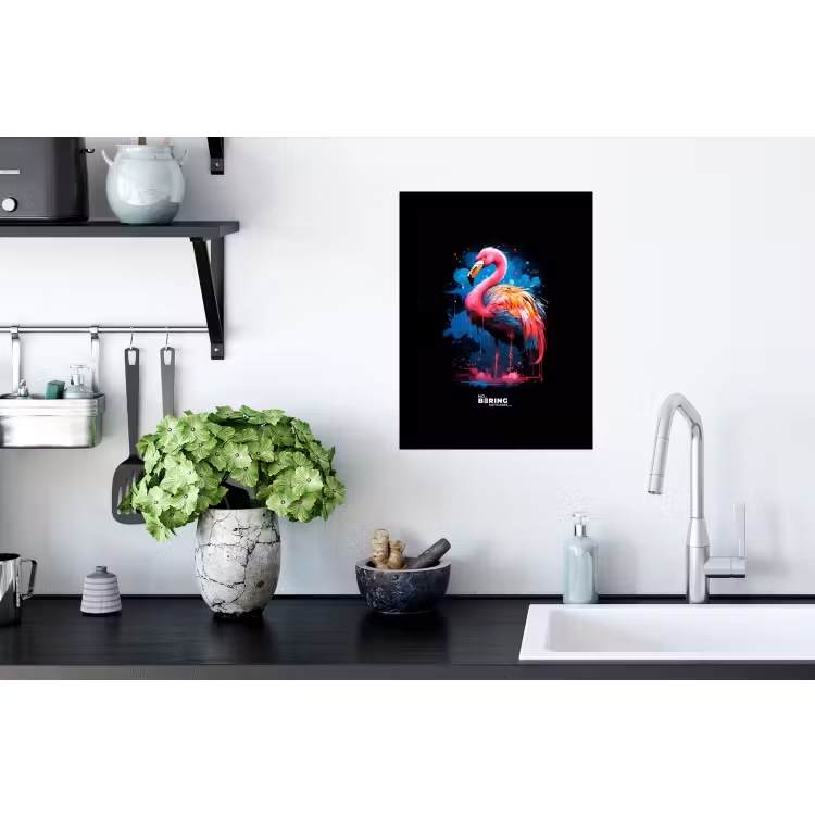Muursticker - Gekleurde flamingo voor een verfexplosie — 2