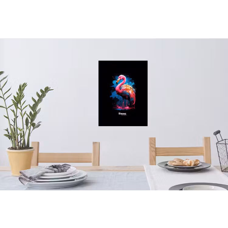Muursticker - Gekleurde flamingo voor een verfexplosie — 3