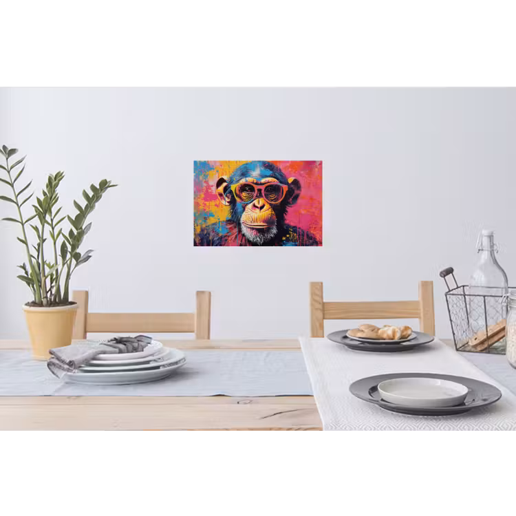 Muursticker - Graffiti - Chimpansee - Aap - Bril - Kleurrijk — 3