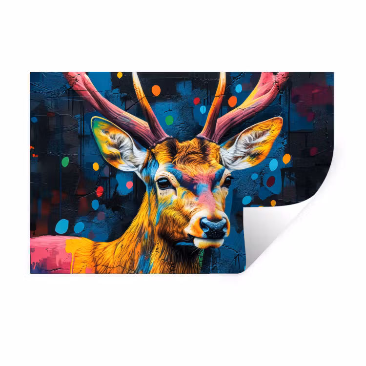 Muursticker - Graffiti - Hert - Dier - Kleurrijk — 1