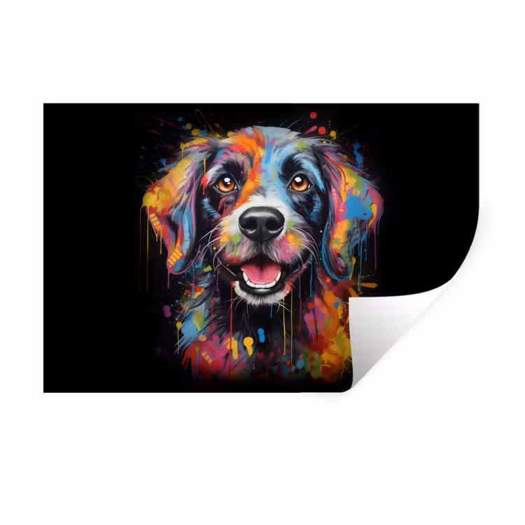 Muursticker - Graffiti - Hond - Zwart - Kleuren — 1