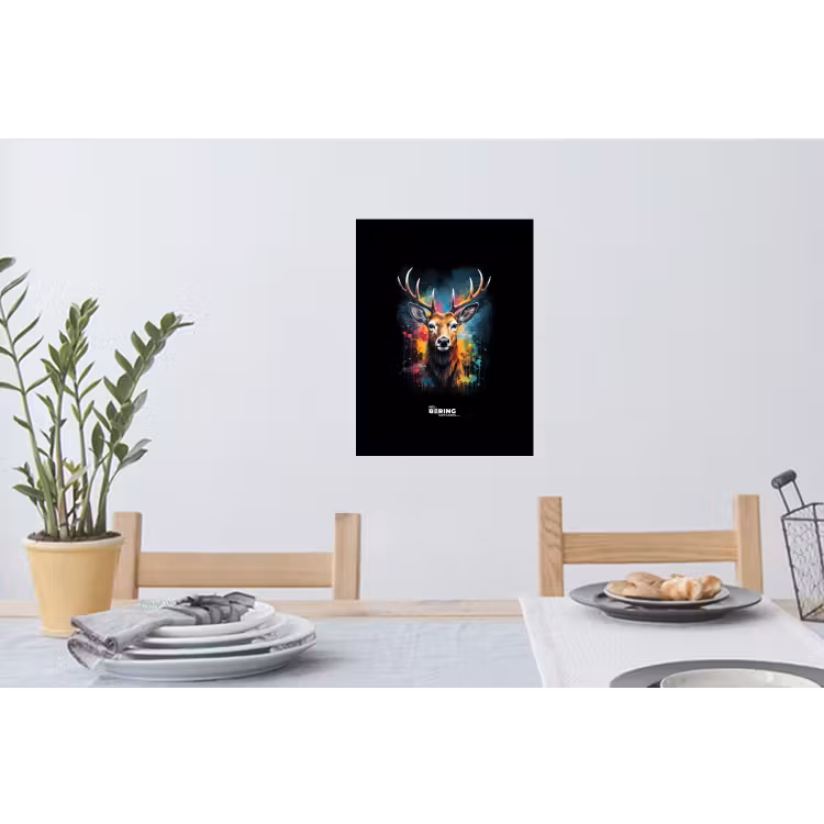 Muursticker - Hert met gewei tussen graffiti spray — 3