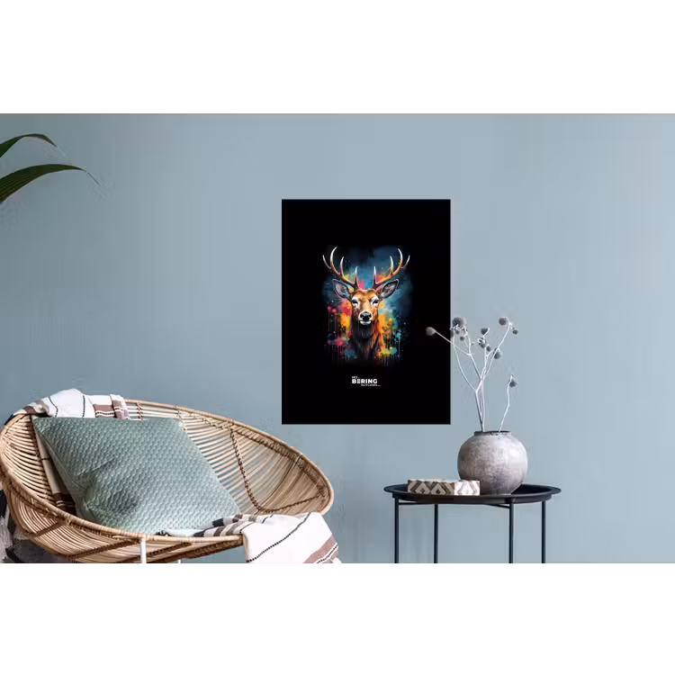 Muursticker - Hert met gewei tussen graffiti spray — 4