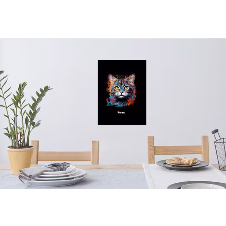 Muursticker - Kat met kleurrijke penseelstreken — 3