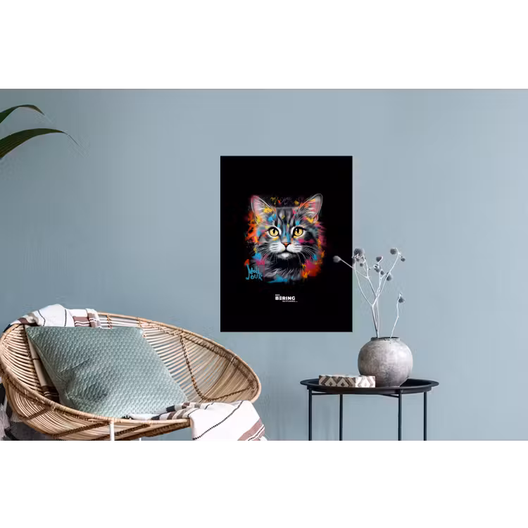 Muursticker - Kat met kleurrijke penseelstreken — 4