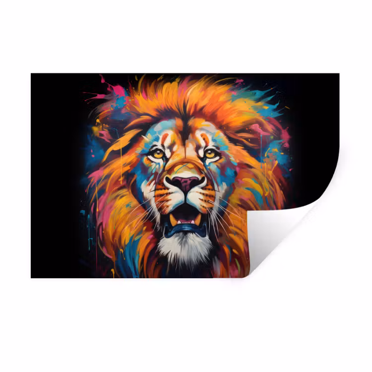 Muursticker - Leeuw - Graffiti - Dieren - Zwart — 1