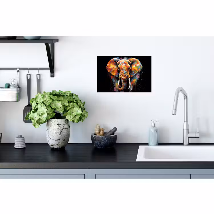 Muursticker - Olifant - Graffiti - Zwart - Dieren - Kleuren — 2