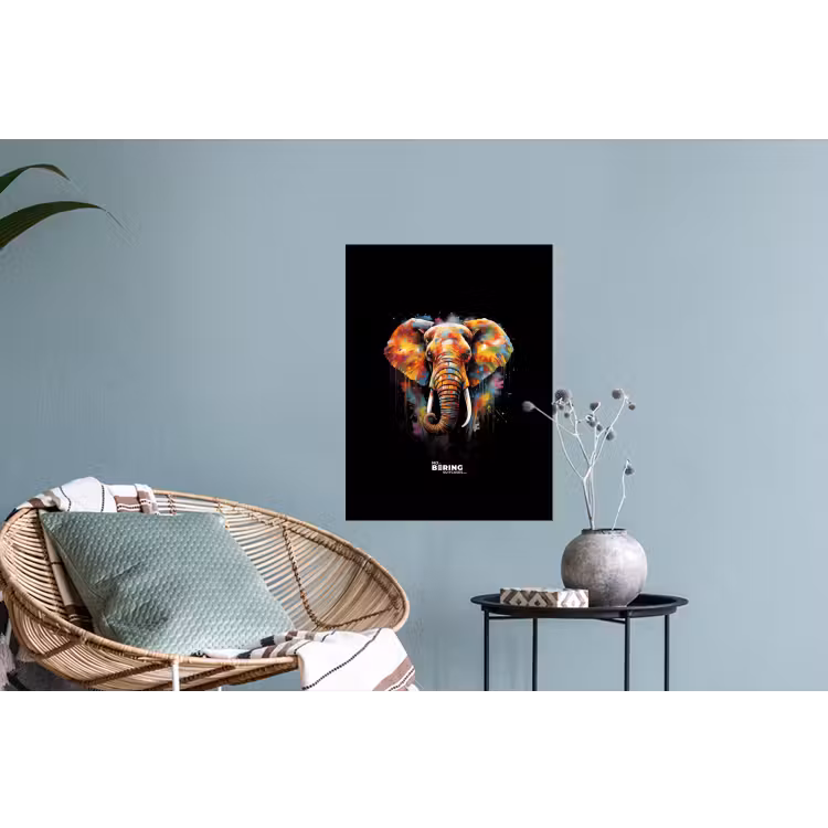 Muursticker - Olifant versierd met kleurrijke spetters — 4