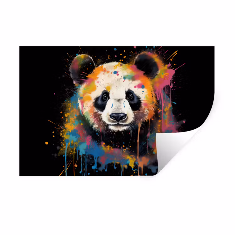 Muursticker - Panda - Graffiti - Dieren - Zwart - Kleuren — 1