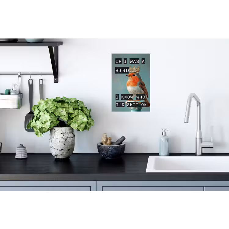 Muursticker - Roodborstje - Vogel - Blauw - Decoratie — 2