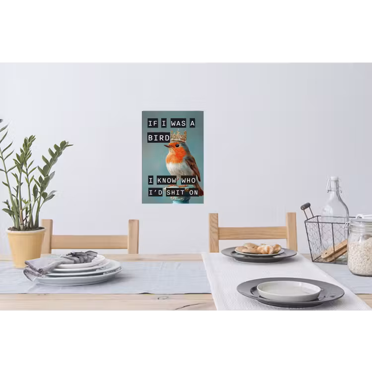 Muursticker - Roodborstje - Vogel - Blauw - Decoratie — 3