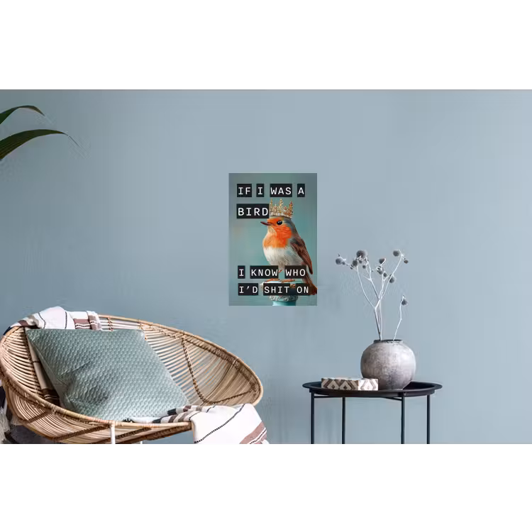 Muursticker - Roodborstje - Vogel - Blauw - Decoratie — 4