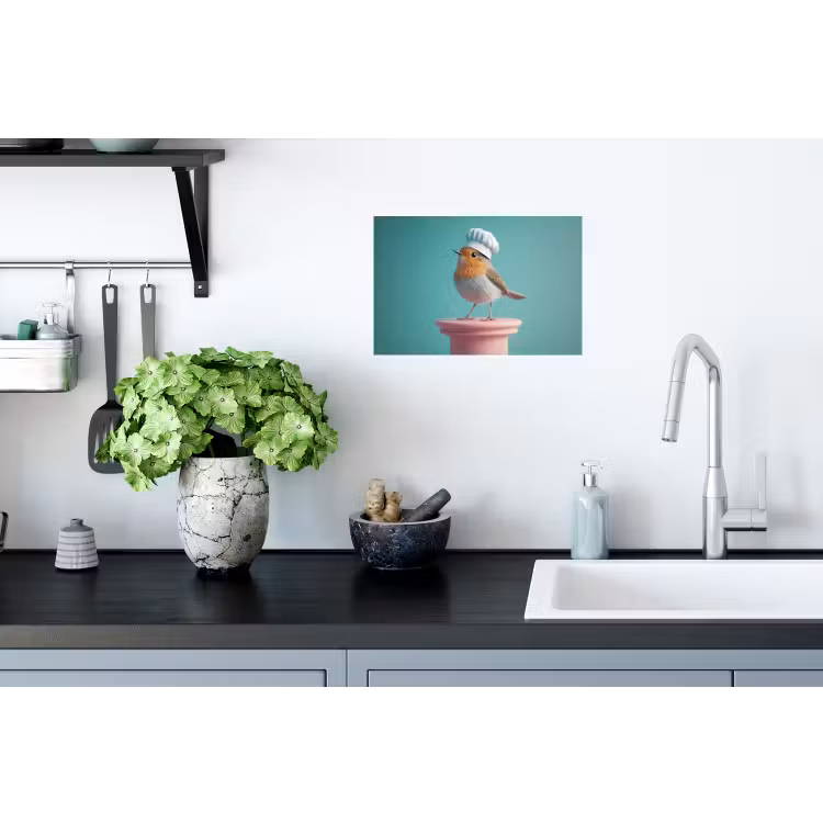 Muursticker - Roodborstje - Vogel - Koksmuts - Sokkel — 2
