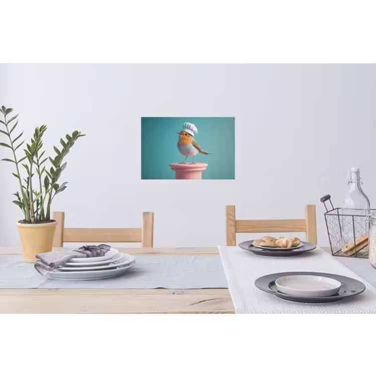 Muursticker - Roodborstje - Vogel - Koksmuts - Sokkel — 3