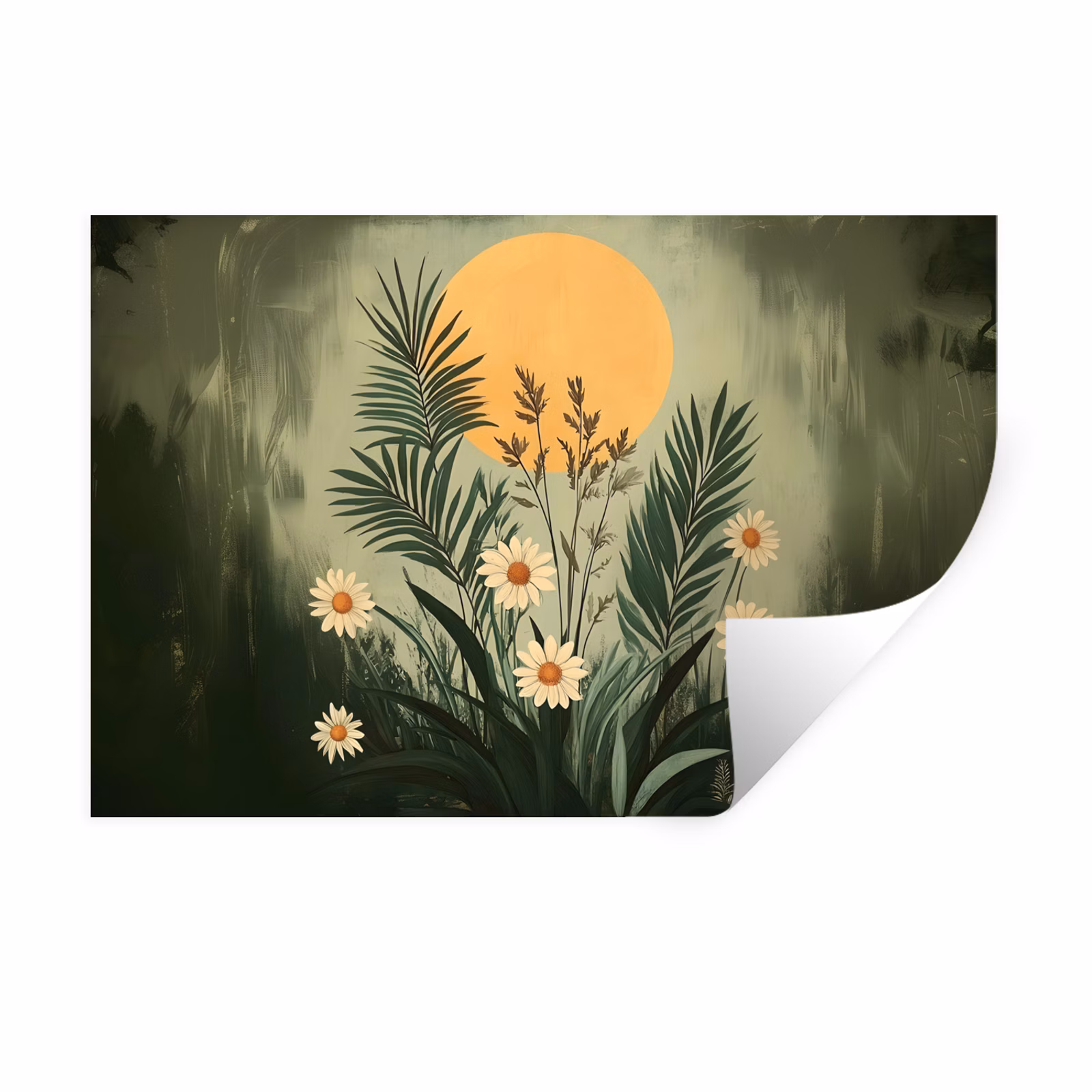 Muursticker - Bloemen - Bladeren - Zon - Groen — 1