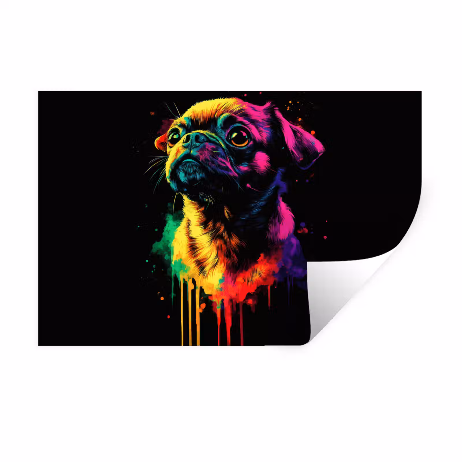 Muursticker - Puck - Hond - Verf - Kleuren — 1