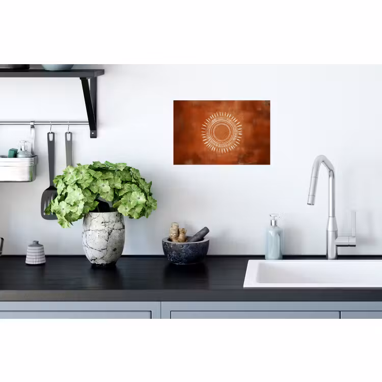 Muursticker - Abstract - Lijnen - Zonnestralen - Roodbruin — 2