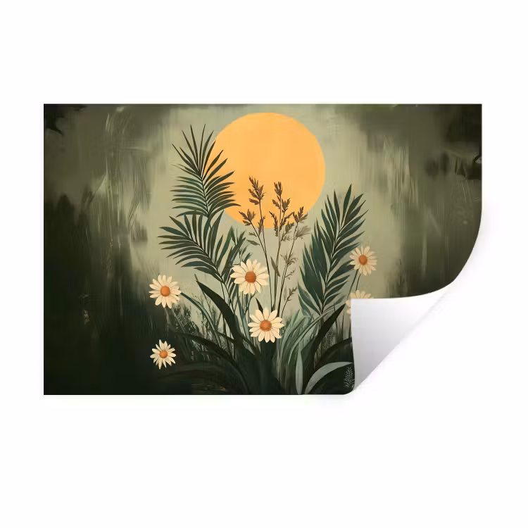 Muursticker - Bloemen - Bladeren - Zon - Groen — 1