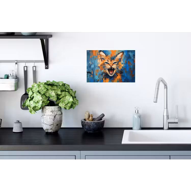 Muursticker - Kat - Kleurrijk - Oranje - Blauw — 2
