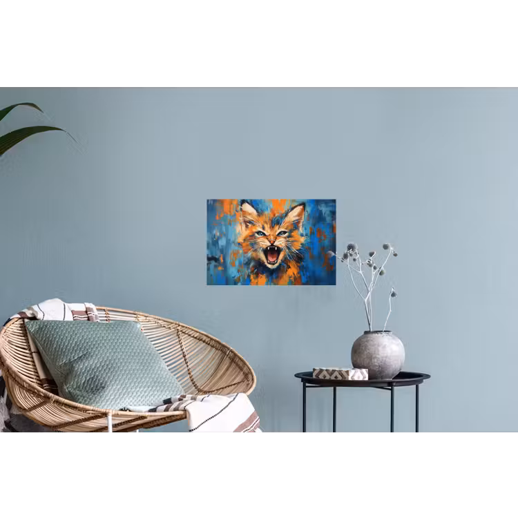 Muursticker - Kat - Kleurrijk - Oranje - Blauw — 4