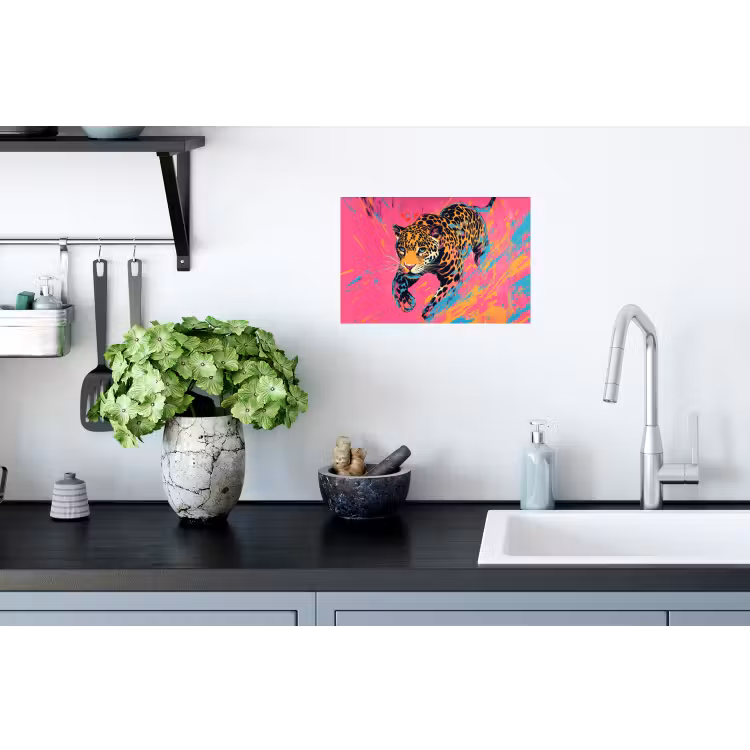 Muursticker - Luipaard - Roze - Oranje - Blauw - Verf — 2