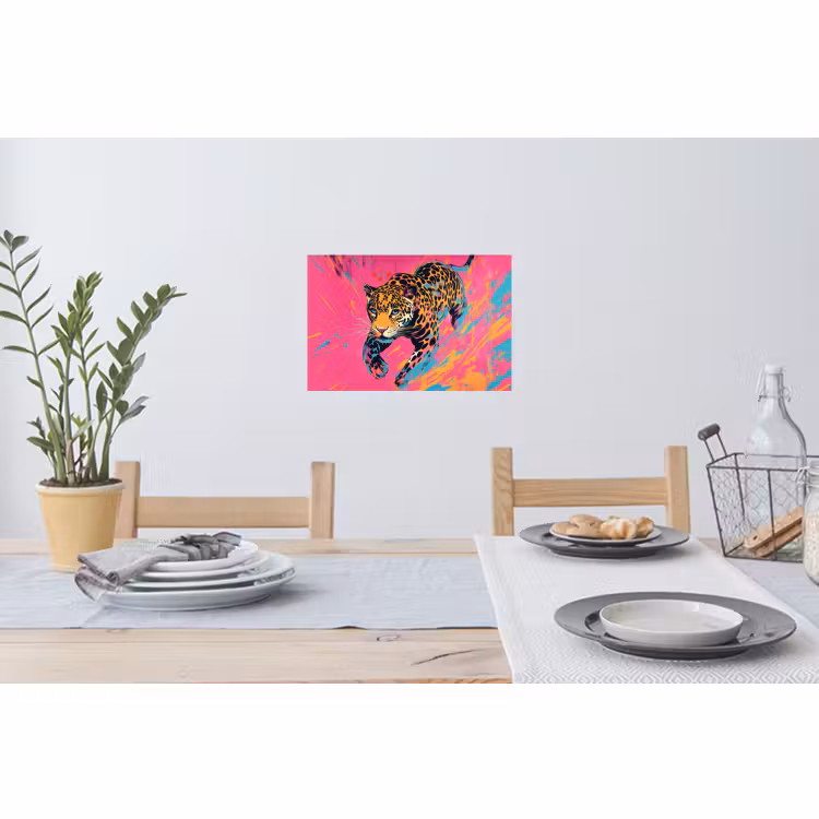 Muursticker - Luipaard - Roze - Oranje - Blauw - Verf — 3