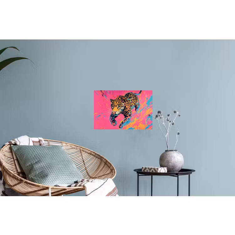 Muursticker - Luipaard - Roze - Oranje - Blauw - Verf — 4