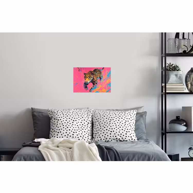 Muursticker - Luipaard - Roze - Oranje - Blauw - Verf — 5